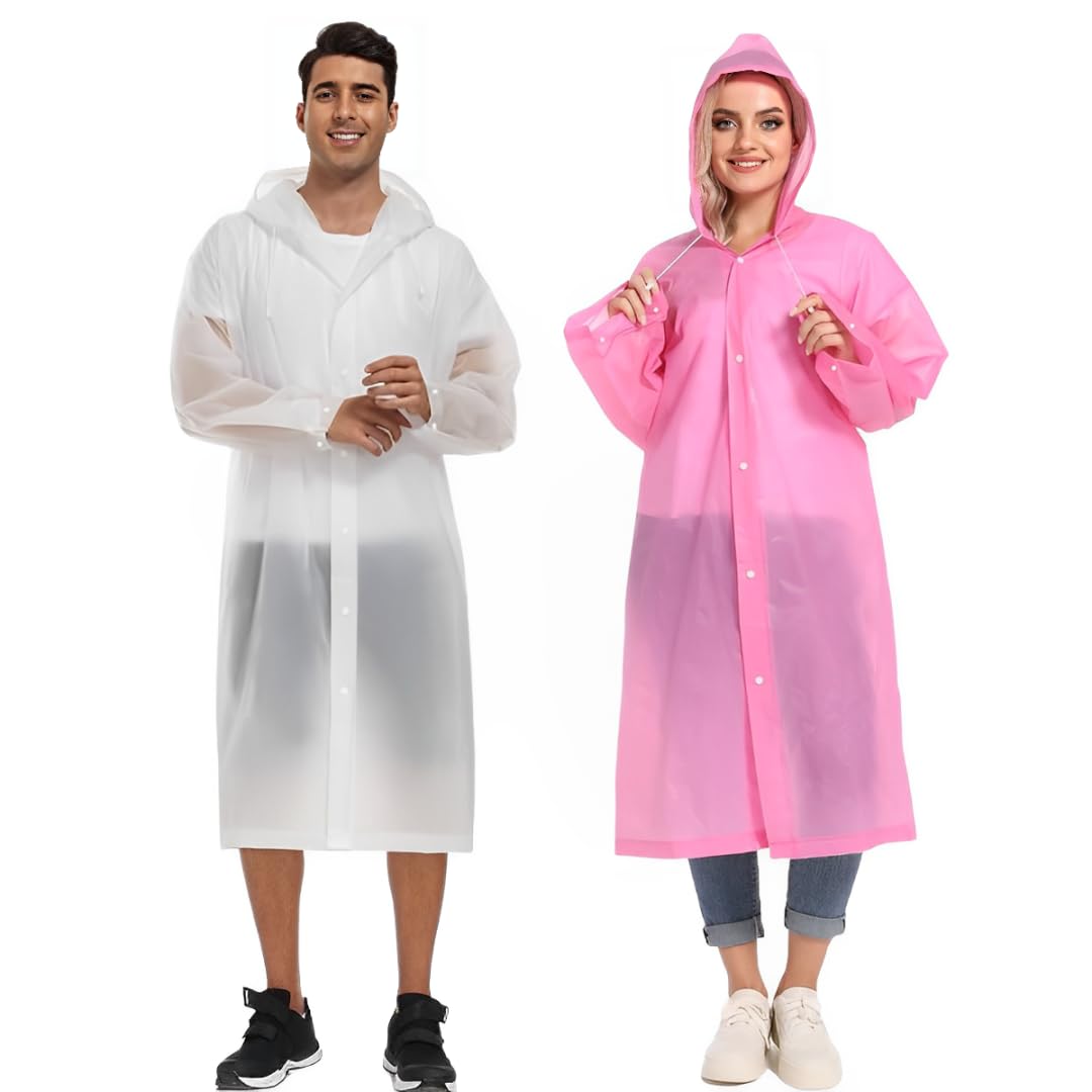 YingErTool 2 Stück Regenponchos Regenjacke Regenmantel für Damen Herren, EVA Regenbekleidung Regencape Wasserdicht für Wandern Radfahren Camping und Reisen