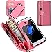 iPhone 8 Plus Case, iPhone 7 Plus Case, DRUnKQUEEn Zipper Wallet Type Flip Premium Leather Credit Card Holder Case with Wrist Strap - Detachable Magnetic Back Cover for iPhone 7Plus/iPhone 8Plus