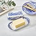 Spode Blue Italian Collection Butter Dish | Made of Porcelain | Butter Dish with Lid | Covered Butter Keeper for Kitchen | 8 Inches | Dishwasher Safe | Blue/White