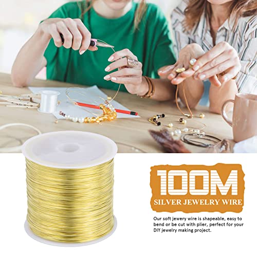 [328 Feet] 26 Gauge Craft Wire Jewelry Wire 100M/0.4Mm Gold Plated Thin Brass Wire Soft Metal Wire Bulk For Jewelry Making #TOP1