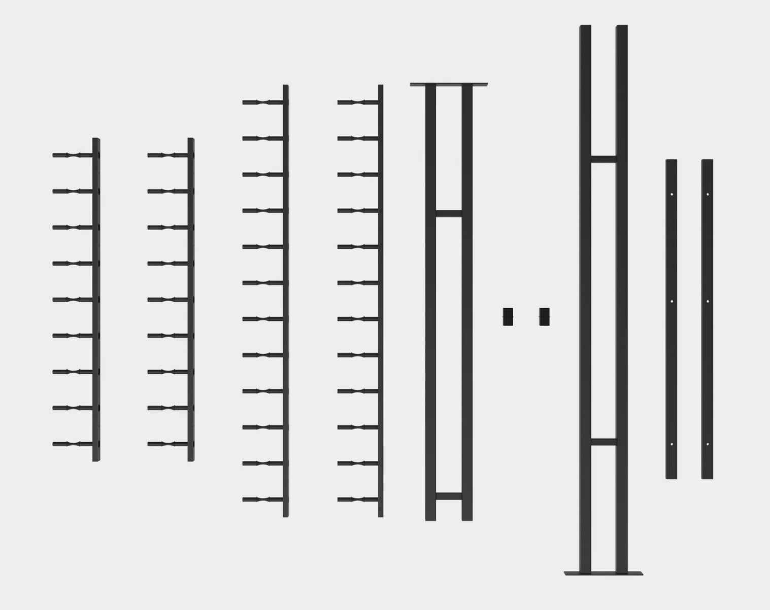 Ultra Wine Racks Floor-to-Ceiling Mount Display (2 Side, Double Deep, Black, Holds 84 Wine Bottles) - Modern Metal Wine Storage for Wine Cellars, Home Bars, Kitchens, & Dining Rooms