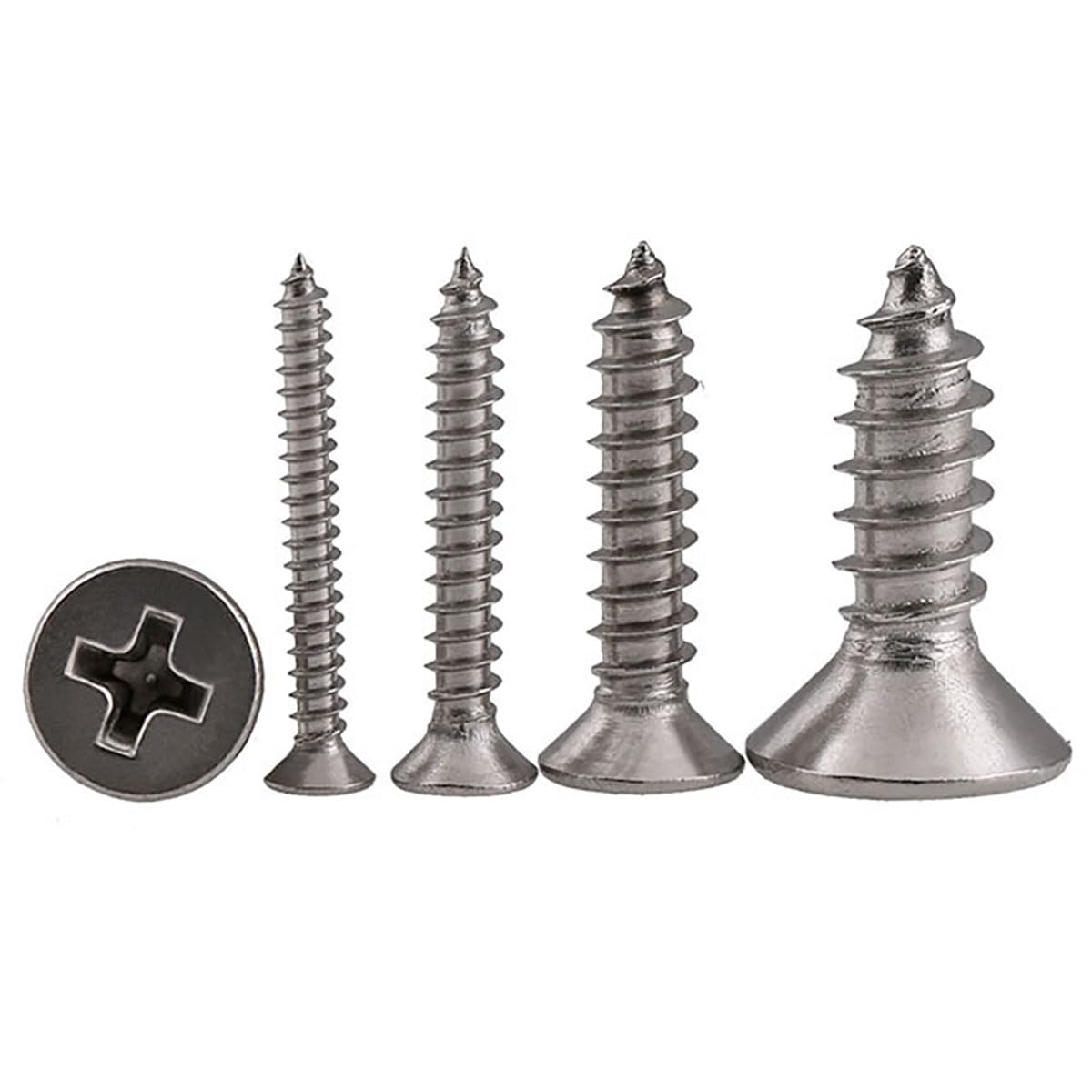 Vis à bois M4 autotaraudeuse en inox 304 avec tête plate pour une finition de meuble parfaite