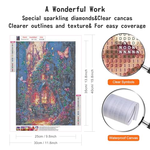 GUMITOON Kits de arte de diamante para adultos - casa de pintura de diamante com broca completa redo