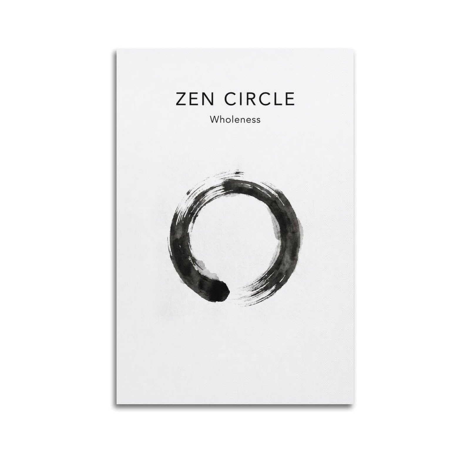Zen Circle Poster Black Enso Brush Meditation Mindfulness Modern Decorative Canvas Prints - Ideal Wall Art for Family, Man Cave, Game Room, Boys & Girls Bedroom 16x24inch(40x60cm)