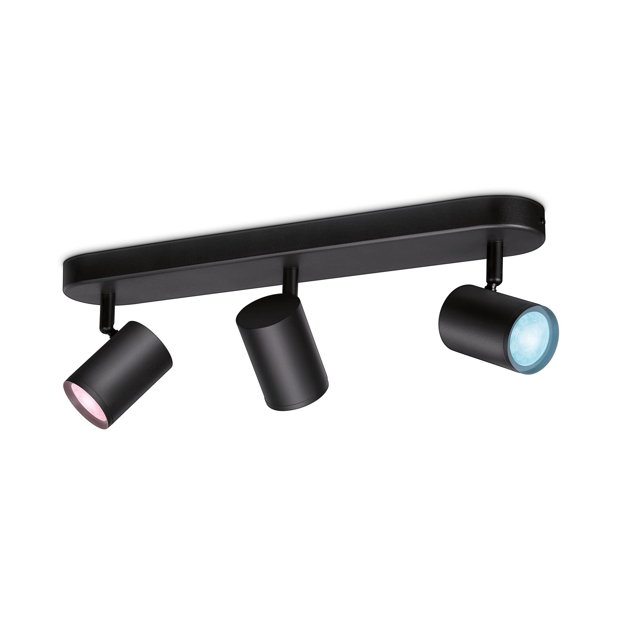 Wiz - Lámpara inteligente, Wiz IMAGEO, 3 Focos LED Inteligentes, Luz Blanca y de Colores, Compatible con Alexa y Google Home, Color Negro