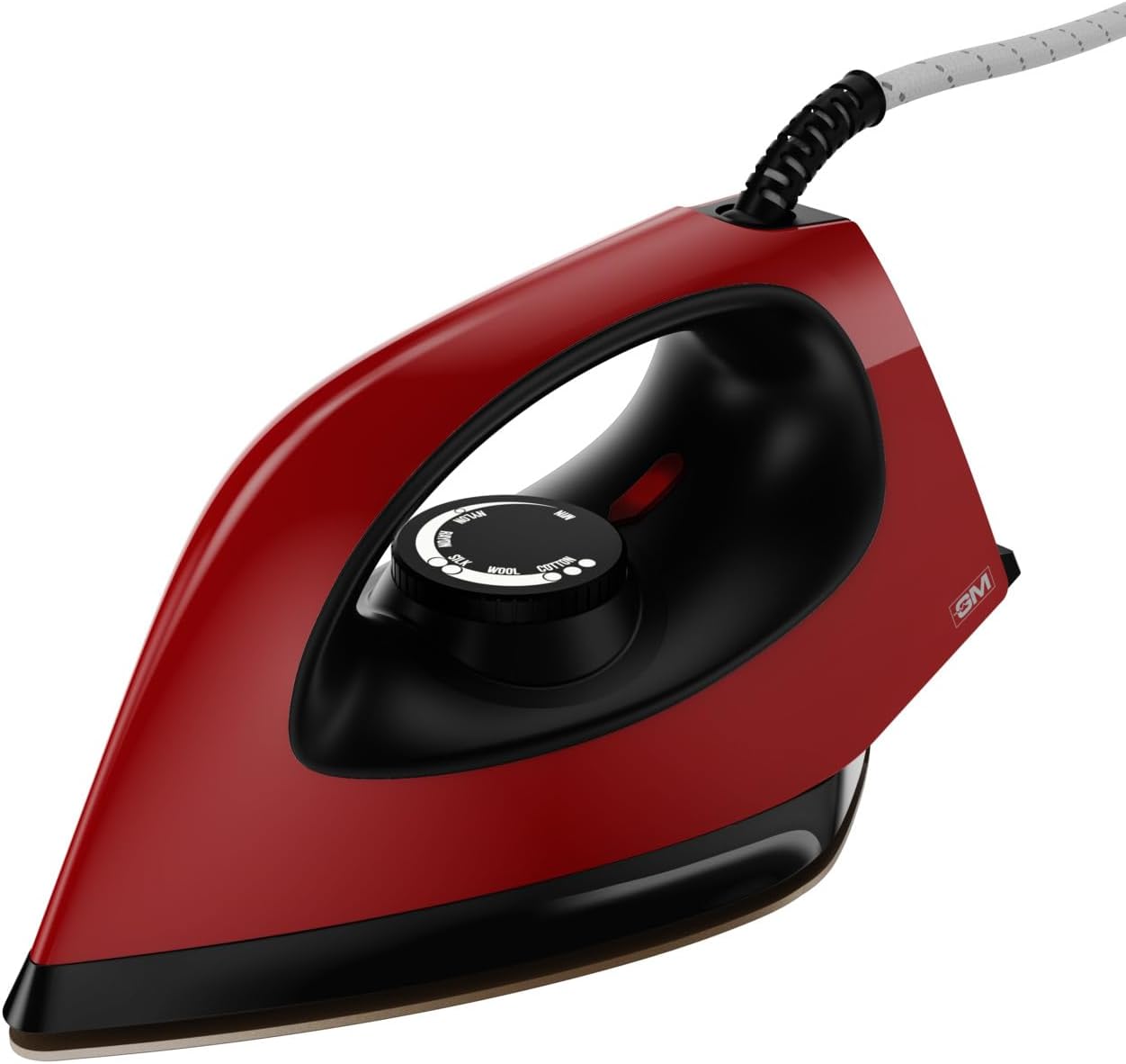 Orca Premium 1100 Watt Dry Iron Press | Dual Layer German Non-Stick Soleplate | 2 Year Manufacturer Warranty | 1.8 Meter Wire with 360° Swivel Cord | Shock Proof Body with Wider Sole Plate - Red