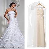 AIDBUCKS Atmungsaktiver Kleidersack 180 cm Durchsichtig Schutzhülle Displayschutzfolie Abdeckung mit Reißverschlusstasche für Brautkleider, Abendkleider oder Lange Mäntel