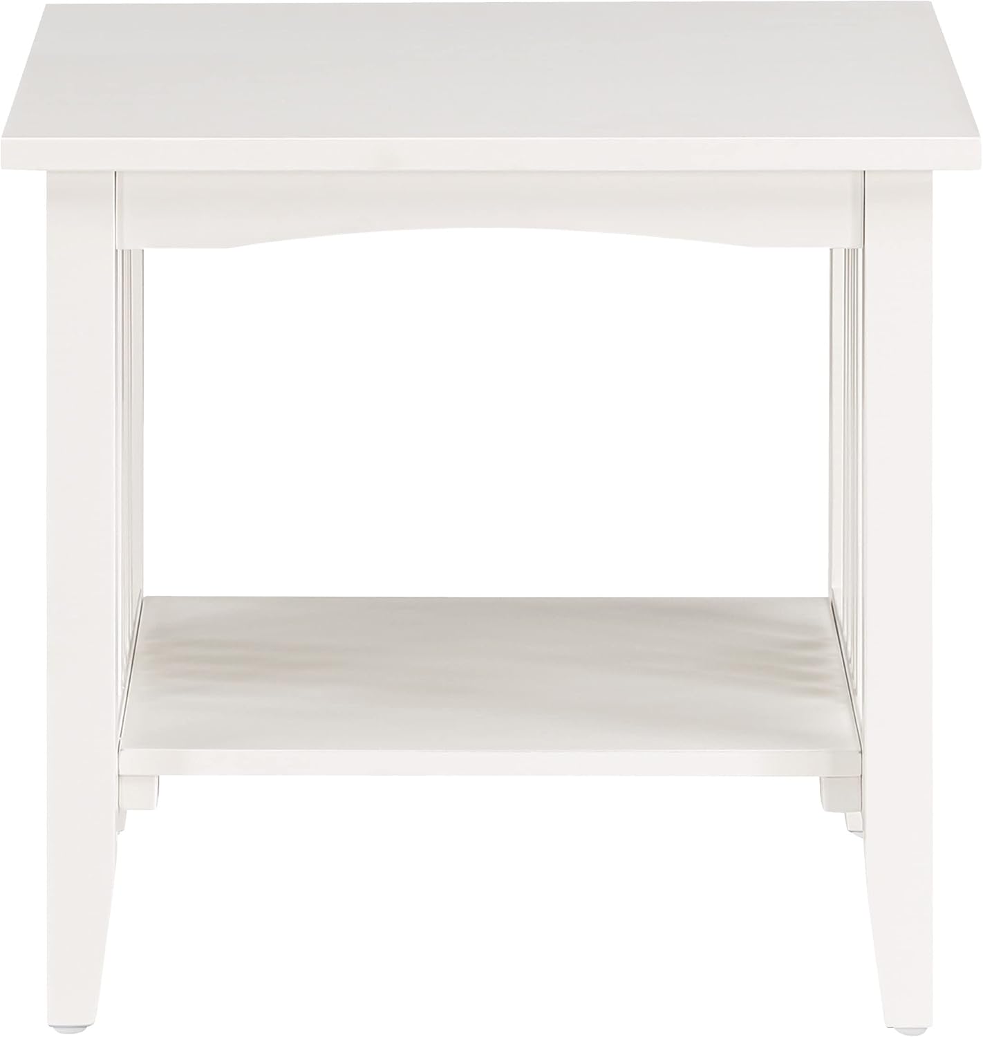 OSP Home Furnishings Sierra End Table with Lower Storage Shelf and Mission Style Side Panels, White