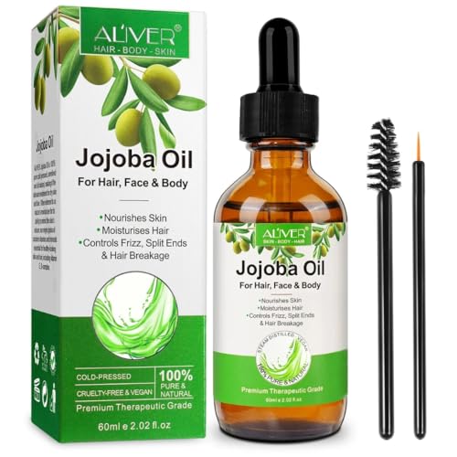 NIKITA.VIVI Jojoba Oil 60ml, Organic Jojoba Oil for Hair Face & Body Oil, Jojobas Oils for Nourishing the Scalp, Promote Hairs Growth & Anti-breakage, Anti-hair Loss Anti-dandruff Prevent Split Ends