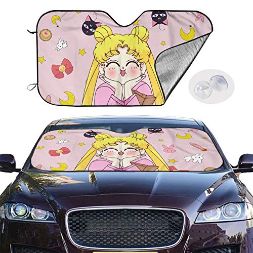 Cute Pink Moon Car Windshield Sun Shade Cute Pink Moon Auto Sunshade Cover For Car Truck Suv 27.5 X 51 In #TOP1