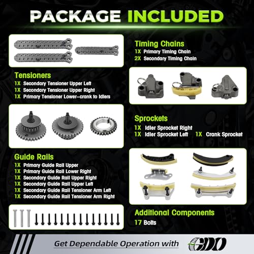 Image of 3.6 Timing Chain Kit W /Tensioner Sprocket 12603745 for 2007-2015 Chevy GMC Cadillac Buick Saturn Pontiac Suzuki Saab V6 Engine 3.6L 3.0L Replace# 9-0753S Cadena De Tiempo Kit