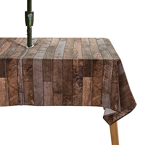 Nappe de table en polyester imperméable avec fermeture éclair et trou pour parasol - Décoration de table de jardin Cover