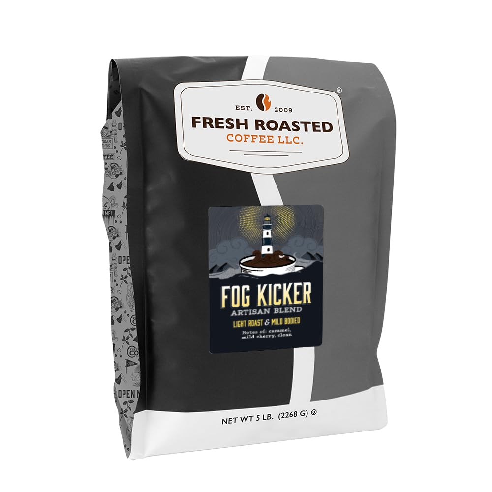 Fresh Roasted Coffee, Fog Kicker, 5 lb (80 oz), Light Roast, Kosher, Whole Bean