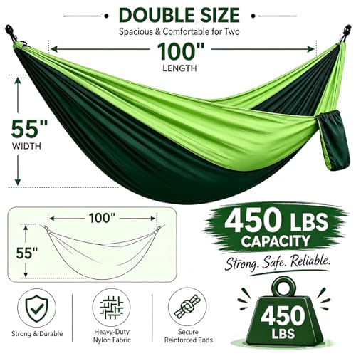 Large Single-Person Camping Hammock, an Outdoor Camping Essential，Fruit Green Gradient
