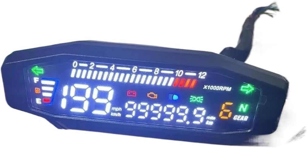 Motorbike Odometer Tachometer Gauge Universal Motorcycle Speedometer Digital Meter LED Tachometer Dashboard Instrument Panel Meter Display Motorcycle Odometer