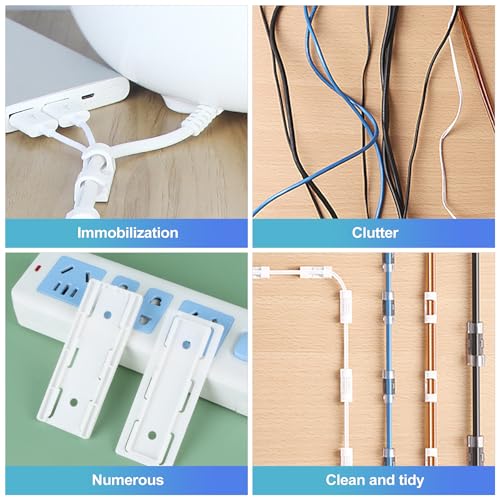 CoguZed Set de 10 Piezas Organizadores Adhesivos para Regleta de Energía con 40 Clips para Cables - Organizador para Protector contra Sobretensiones y Extensión para Oficina y Hogar miniatura 6