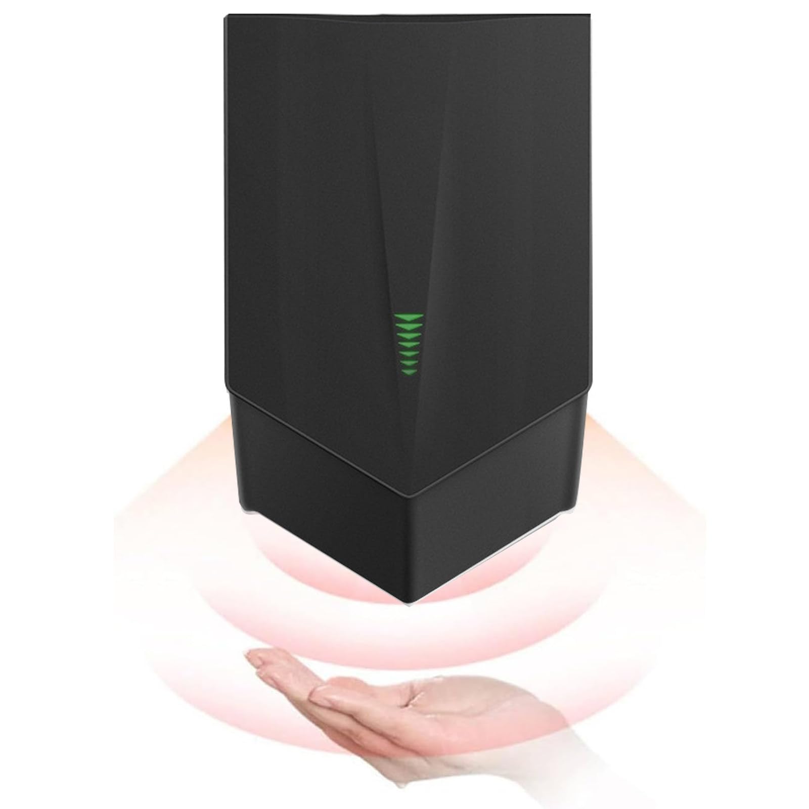 Asciugamani Automatico Elettrico asciuga Mani Elettrico da 1500 W con velocità del Vento di 80 m/s - Induzione Automatica, Coperchio Compatto in ABS,Black