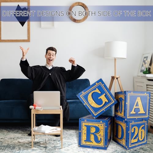 Image of 2026 Graduation Decorations Blue Class of 2026 Decorations Royal Blue and Gold Balloon Boxes with inchGRAD inch and inchCLASS OF 2026 inch Letters Graduation Boxs for High School and College Grad Announcements