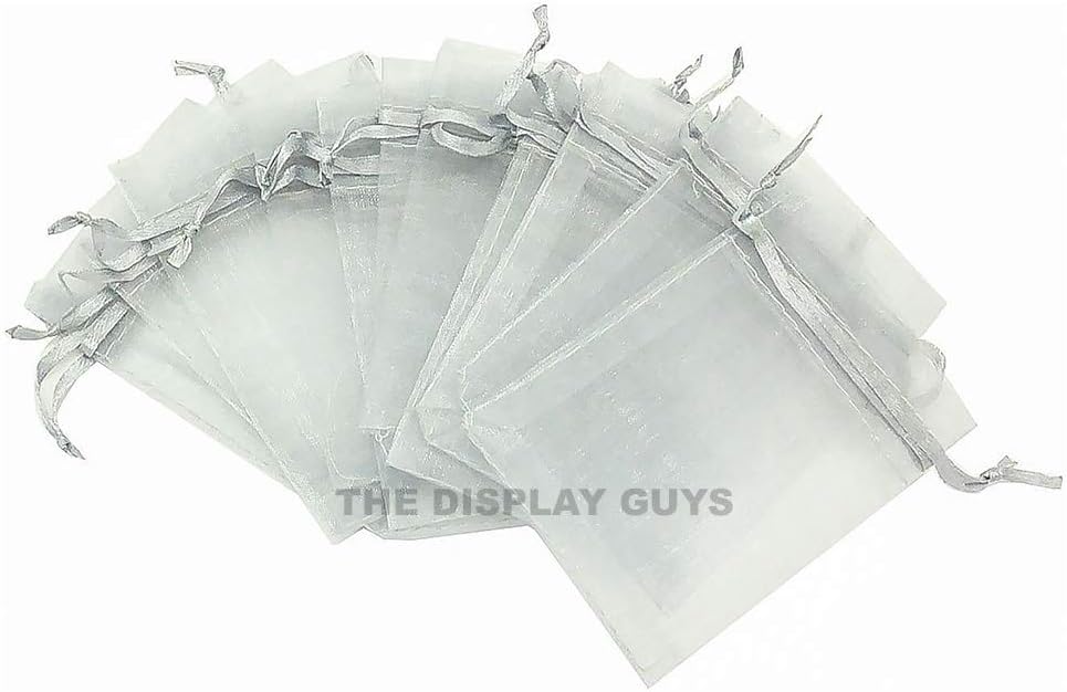 TheDisplayGuys For Your Modern LivingTheDisplayGuys For Your Modern Living 48-Pack 3x4 Silver Sheer Organza Gift Bags with Drawstring, Jewelry Candy Treat Wedding Party Favors Mesh Pouch