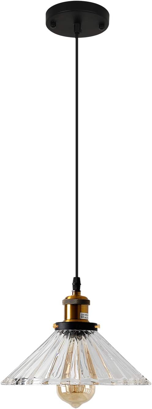 Pendant Light with Handblown Clear Crystal Glass Shade, Modern Ceiling Hanging Pendant Lights for Kitchen Island, Dining Room,Restaurants, Hotels, Shops 1-Pack