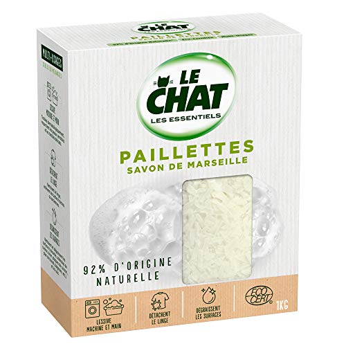Le Chat Les Essentiels Savon de marseille Paillettes – (1kg) – Ingrédients Bruts pour Lessive Maison