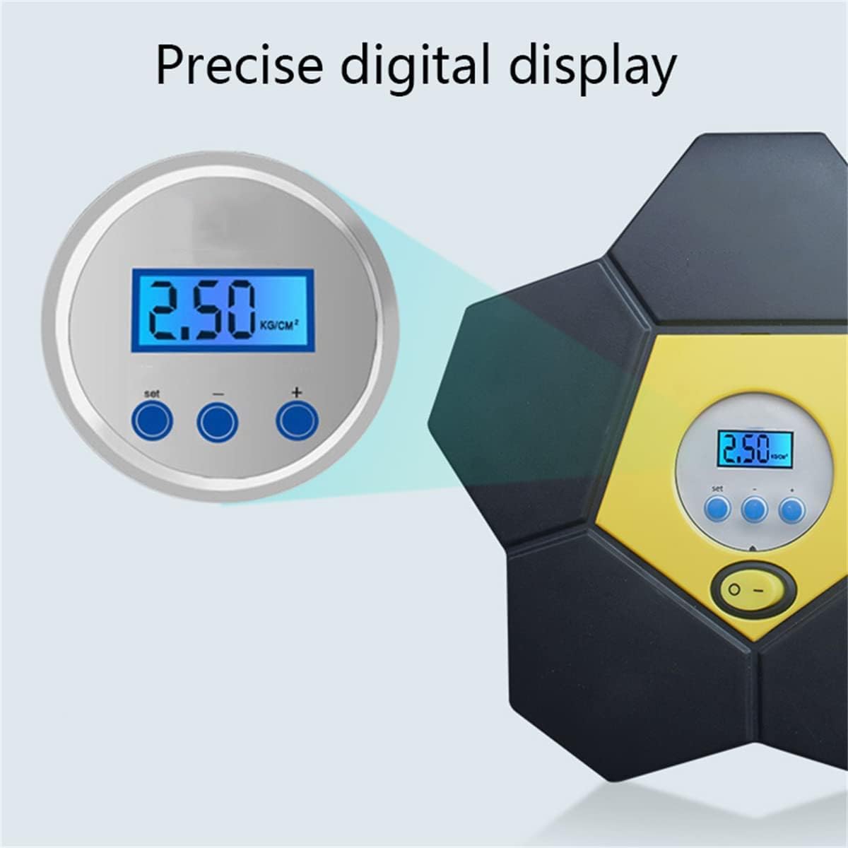 タイヤインフレータポータブルエアコンプレッサー、デジタルディスプレイ付きの車のタイヤと自転車用のDC12V電動エアポンプ、および自動