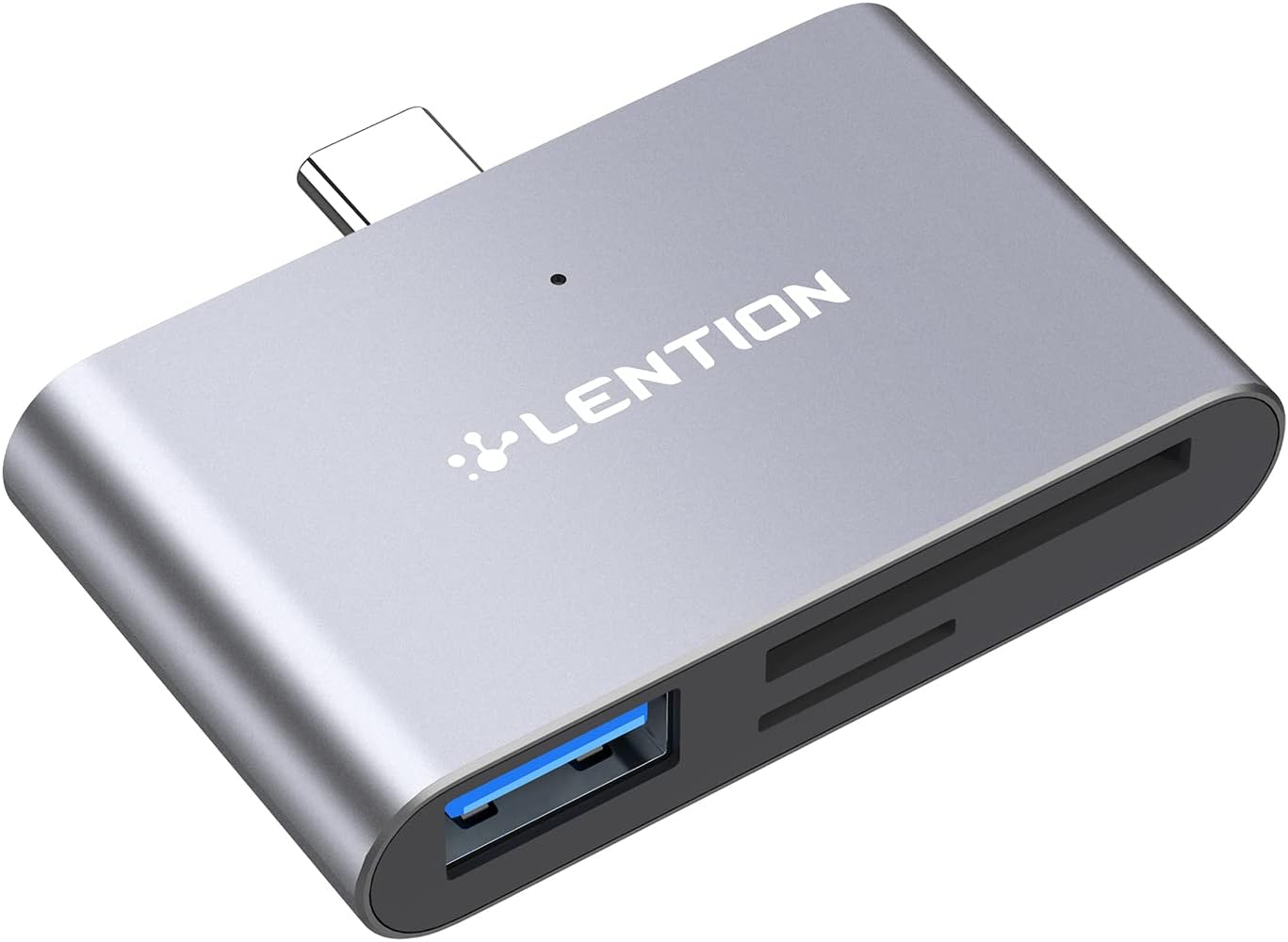 LENTION USB C to SD/Micro SD Card Reader with USB 3.0 Adapter Compatible 2023-2016 MacBook Pro, New iPad Pro/Mac Air, Surface, Phone/Tablet, More, Stable Driver Certified (CB-CS15, Space Gray)
