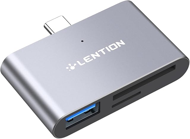 LENTION USB C to USB 3.0 + SD/Micro SD Card Readers Compatible with MacBook Pro (Thunderbolt 3) 2022-2016, MacBook 12, New iPad Pro & Mac Air, Chromebook, Surface Book 2/Go, More (CS15, Space Gray)