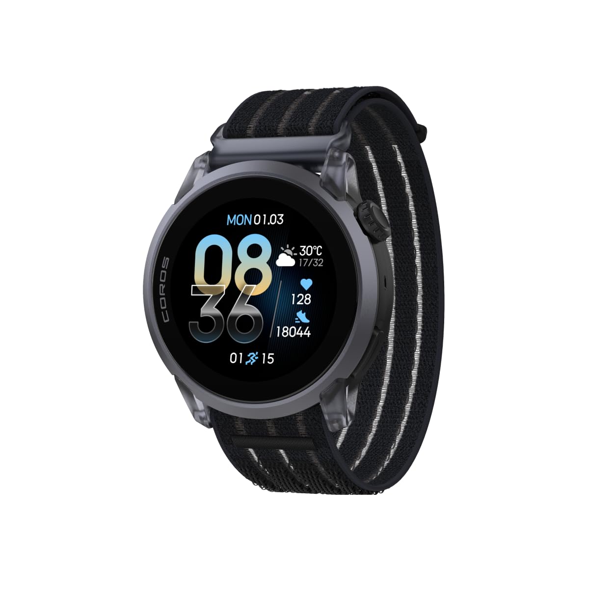 COROS PACE 4 Ultralight Sport GPS Watch (Black Crystal Nylon, Aluminum)