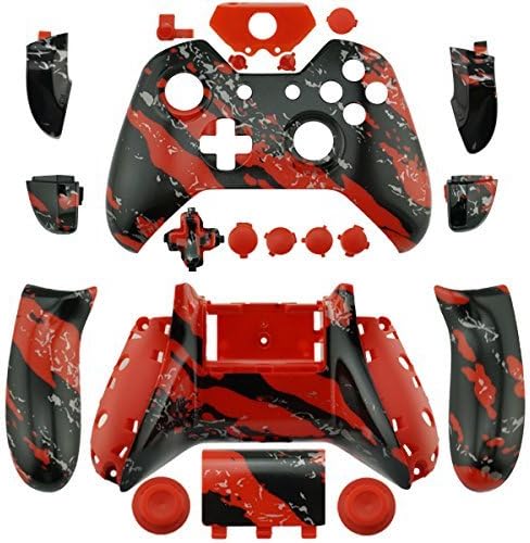 WPS Shell & Button Kit for Xbox One Wireless Controller Hydro Dipped Red Splatter with T6 & T8 Screw and Screwer