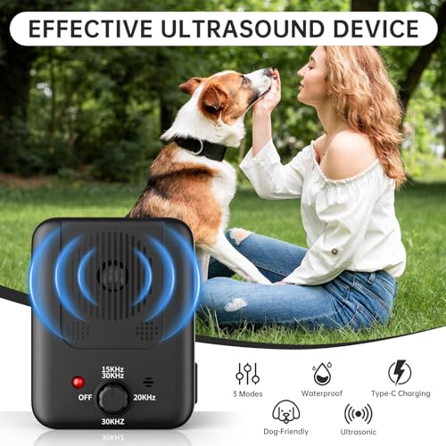 QEWEUUIE Anti Bell Gerät Hunde - 2026 Upgrade 3Modi Antibell Ultraschall Gerät - 50 Fuß Reichweite - Wiederaufladbares Automatisch Ultraschall Hundegebell Bellstopp für Große Mittler Kleine Hunde