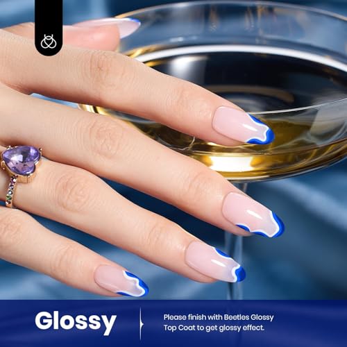 Image of Beetles Blue Gel Nail Polish - Noble Night, 15ML Royal Blue Gel Polish, Soak Off UV LED Summer Nails Art DIY Manicure for Women