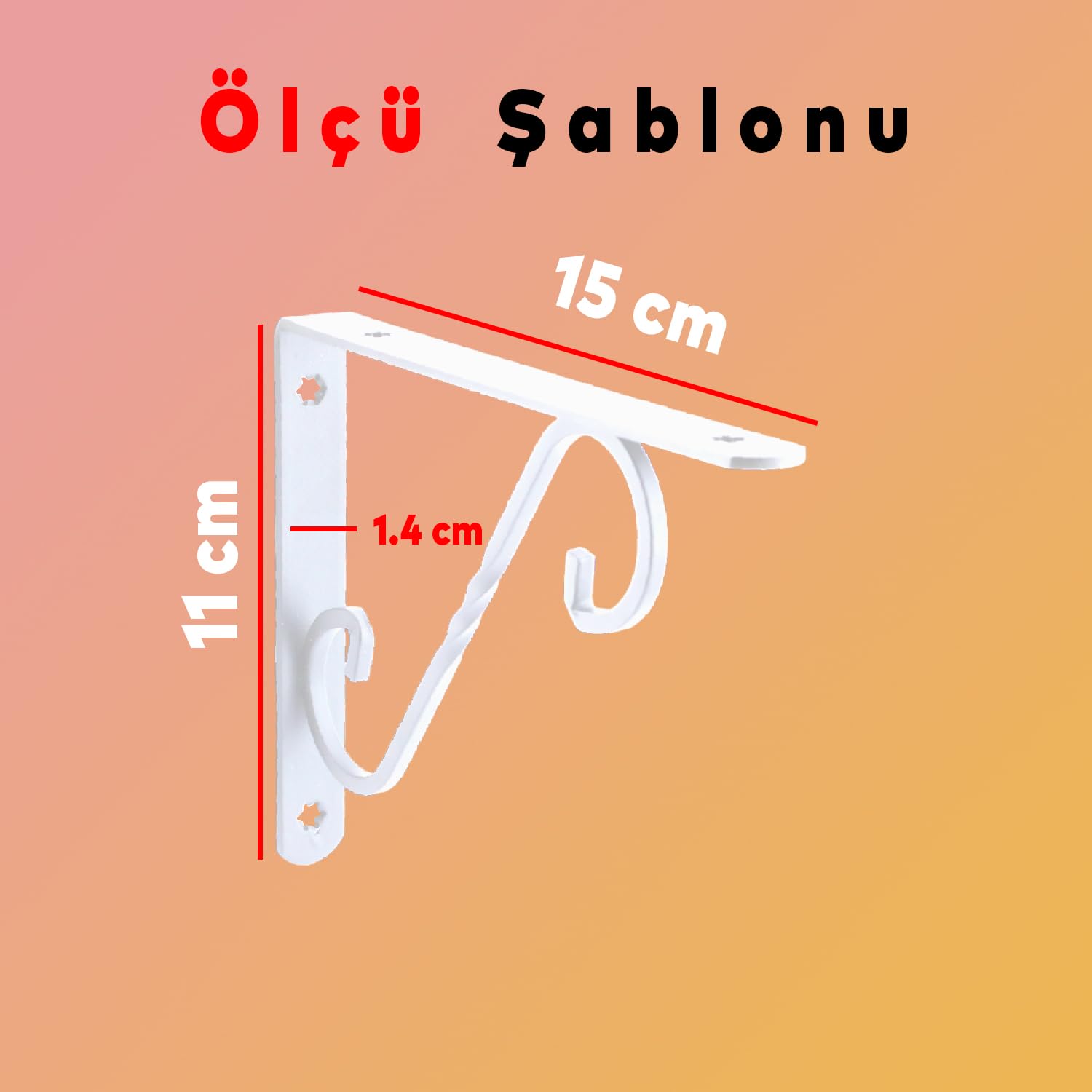 Raf Altı Raf Tutucu Ayak Ferforje Beyaz 150x110 mm 2 ADET