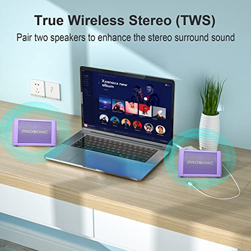 Image of BT3 Portable Wireless Bluetooth Speaker with 10W Stereo Sound and Bass Amplification - Rich Sound and Intense Bass - Bluetooth 5.0 - Microphone - IPX5 (Purple)