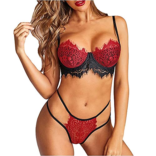 Nuisettes et déshabillés en dentelle sexy avec soutien-gorge creux et string