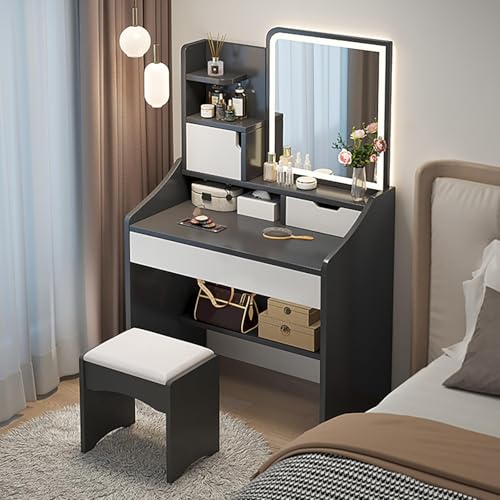 Reviews de Tocadores disponible en línea. 41 UNKKS Tocador Vanity,Tocador para Recamara con Espejo HD,Mesa De Maquillaje con 2 Cajones, Vanity tocador Mueble Maquillaje,Vanity Pequeño 70X40X131CM(Gris)