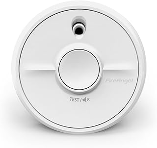 Fire Angel SB5-INT Rauchmelder, kein Fehlalarm bei Toast, optischer Alarm für Zuhause mit austauschbaren Batterien und Test-/Stummschalttaste, Feuermelder mit Rauchfrüherkennung, 90 x 35 mm, Weiß