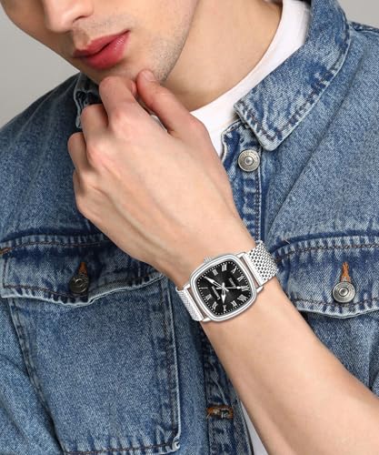 Image of LIMESTONE Classic Series Men Analog Watch - Stainless Steel Mesh Strap with Elegant Dial & Roman Numerals | Quartz Wristwatch for Casual & Formal Wear