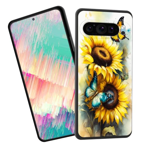 EFGWSDER for Pixel 11 Pro XL Case,Slim Shockproof TPU Soft Rubber Silicone Cover Phone Case for Google Pixel 11 Pro XL 6.8" 2026,Sunflower Butterfly