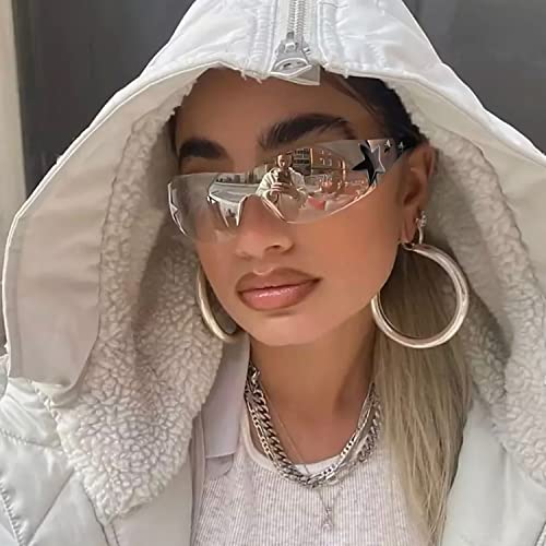 Lunettes de soleil Y2K sans monture étoiles pour look rétro chic - 4