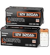 HumsiENK 12V 320Ah LiFePO4 Lithium Battery with Bluetooth, 250A BMS,15000+Cycles 320Ah LiFePO4 Ba...