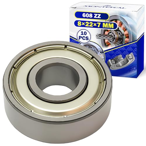 10 Piezas Rodamientos de Bolas 608 ZZ para el Motor con Tamaño 8x22x7 mm - MONTERAL