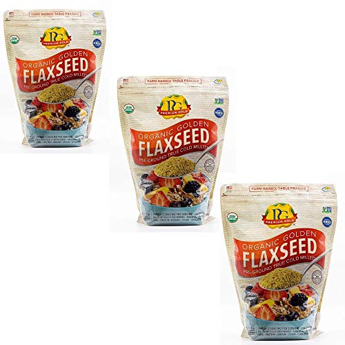 Premium Gold Organic Ground Flax Seed | High Fiber Food | Omega 3 | 4 pounds (3 Pack(4 pounds))