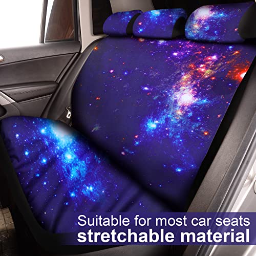 Frienda 15 Pieces Galaxy Car Seat Cover Steering Wheel Cover Universal Star Space Galaxy Car Accessories Separate Headrest Seat Belt Pads fit for Auto Truck Van SUV by Frienda - Image 3