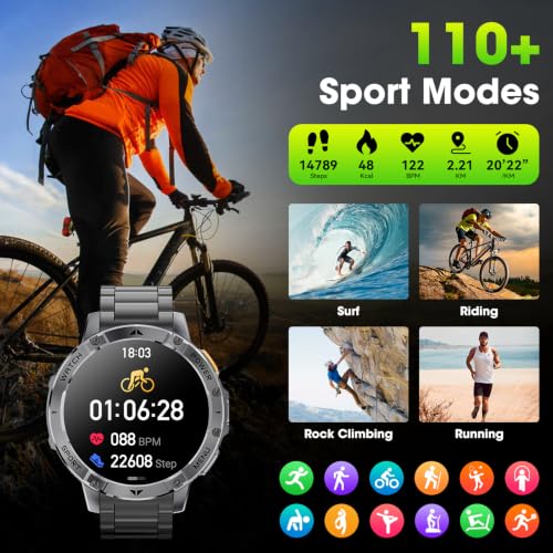 Military Smart Watch for Men, 1.7" Smartwatch with Flashlight & SOS Light - image 7