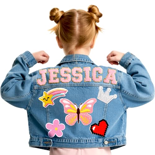 Personalized Embroidered Denim Jacket, 1-8T Year Old Girl Clothes, Custom Birthday Christmas Easter Gifts for Girls