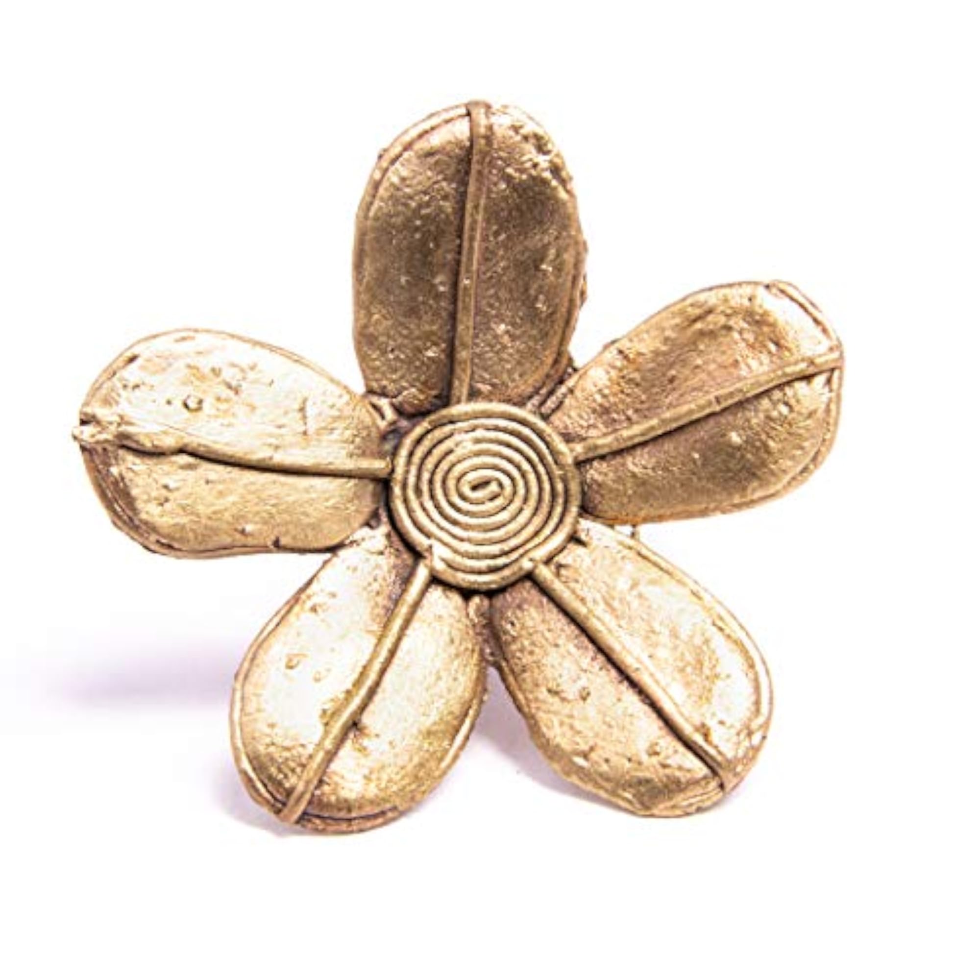 Dhokra Floral Adjustable Brass Ring, Traditional Charm