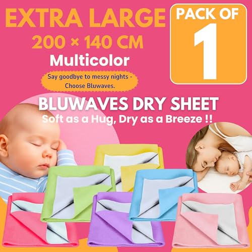 Image of Quick Drysheet for Baby - Waterproof & Extra Absorbent (XL Purple - 1 Pack) | Instadry Bed Protector Dry Sheets | Washable Reusable Mattress Protector for New Born Babies Toddler Kids Children