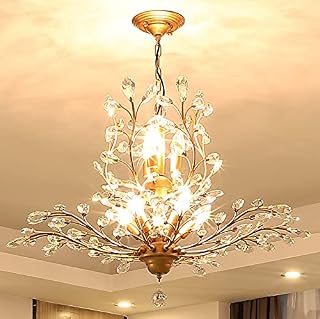 Ganeed Vintage K9 Clear Crystal Chandeliers,Ceiling Lighting,Pendant Lighting Flush Mounted Fixture with 3 Light for Living Room Dinning Room Restaurant Porch Hallway (Black)