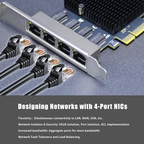 Tarjeta de Red GLOTRENDS LE8245(A3) de 2,5 Gb con 4 puertos RJ45, NIC Ethernet interna para PC, interfaz PCIe x4 (ancho de banda PCIe 3.0 x2) miniatura 3